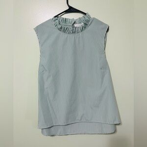 Preston & York Ruffled Green Striped Blouse size 18